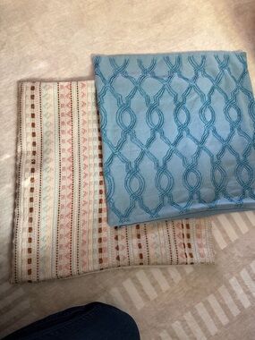 Pink and Blue Embroidered Decorative Pillow Cover set of 2 waverly